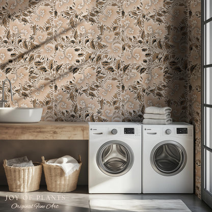 Timeless Classic Scroll Wallpaper | Vintage Inspired Peel and Stick Home Decor Renter Friendly Bedroom Accent Vintage Inspired Botanicals