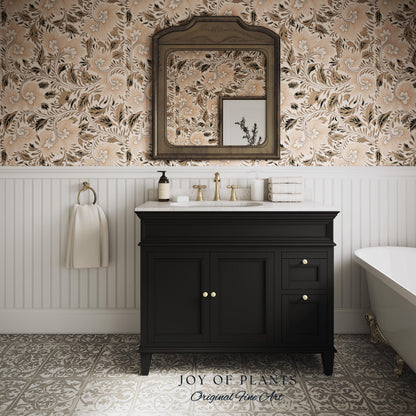 Timeless Classic Scroll Wallpaper | Vintage Inspired Peel and Stick Home Decor Renter Friendly Bedroom Accent Vintage Inspired Botanicals