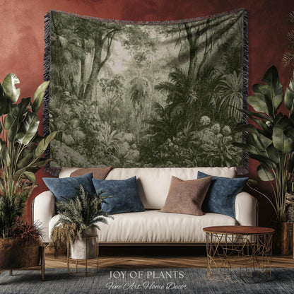 Enchanted Wilderness Realism Tapestry | Romantic Botanical Vintage Foliage Woven Throw Antique Naturalism Jacquard Verdure Rainforest