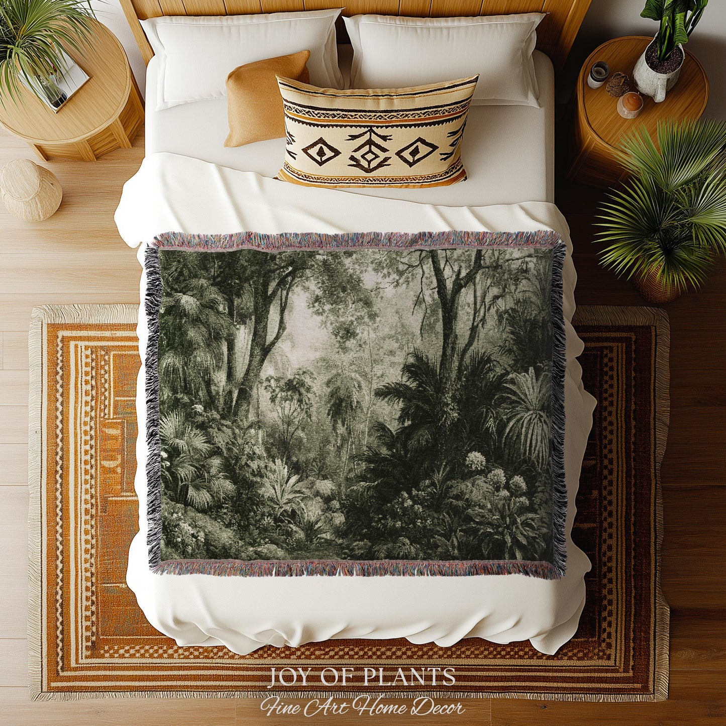 Enchanted Wilderness Realism Tapestry | Romantic Botanical Vintage Foliage Woven Throw Antique Naturalism Jacquard Verdure Rainforest