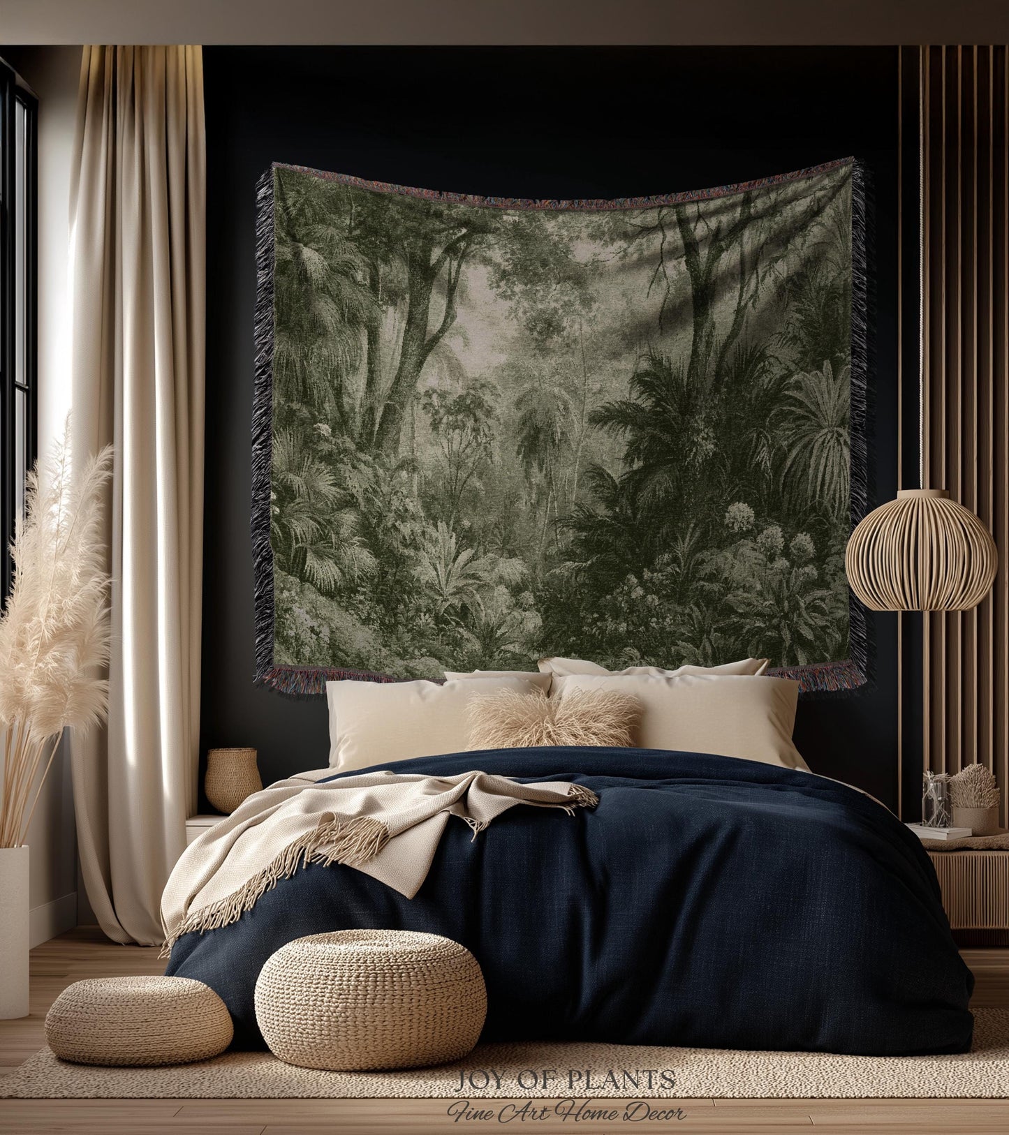 Enchanted Wilderness Realism Tapestry | Romantic Botanical Vintage Foliage Woven Throw Antique Naturalism Jacquard Verdure Rainforest