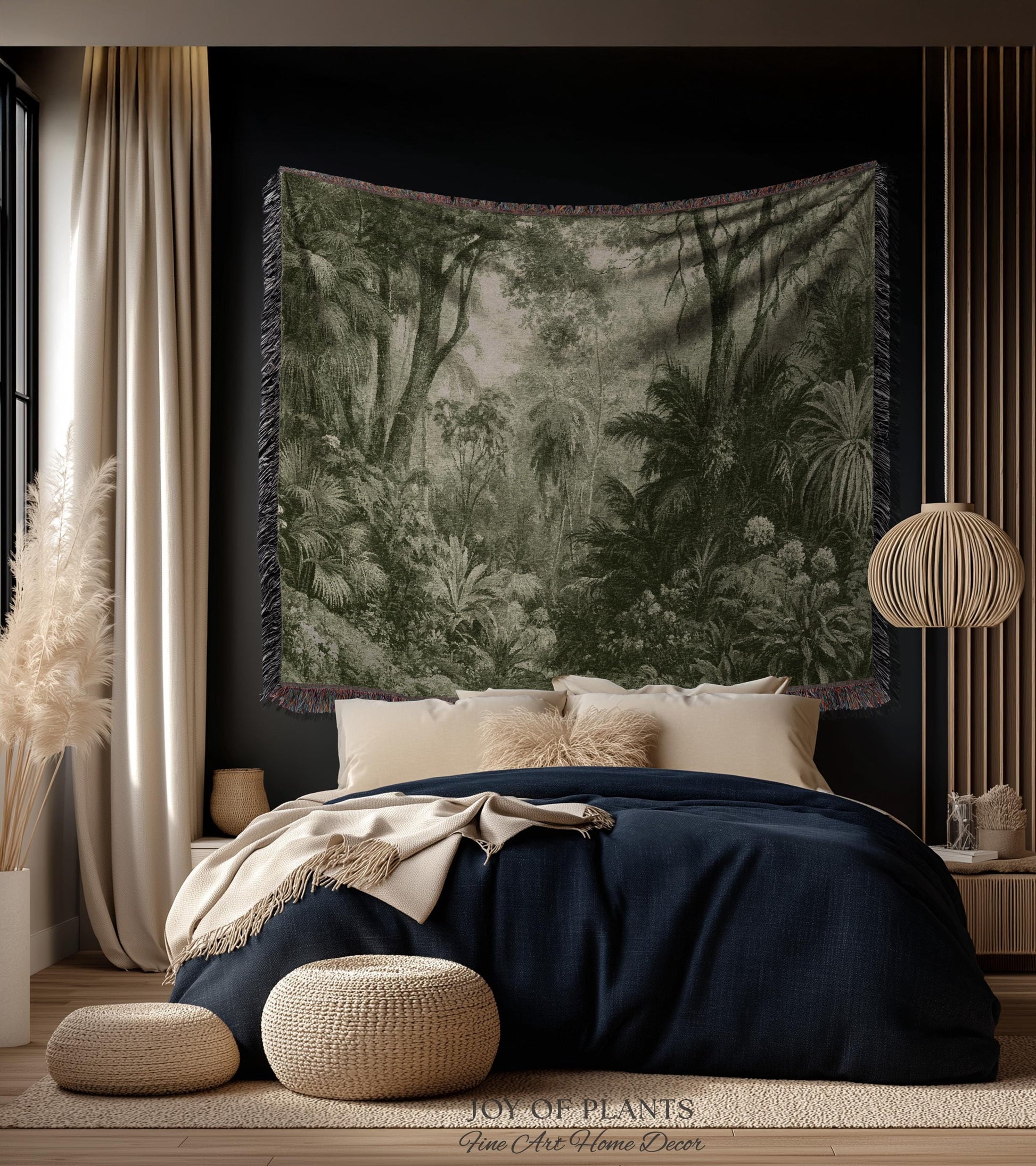 Enchanted Wilderness Realism Tapestry | Romantic Botanical Vintage Foliage Woven Throw Antique Naturalism Jacquard Verdure Rainforest