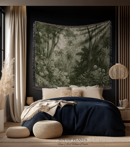 Enchanted Wilderness Realism Tapestry | Romantic Botanical Vintage Foliage Woven Throw Antique Naturalism Jacquard Verdure Rainforest