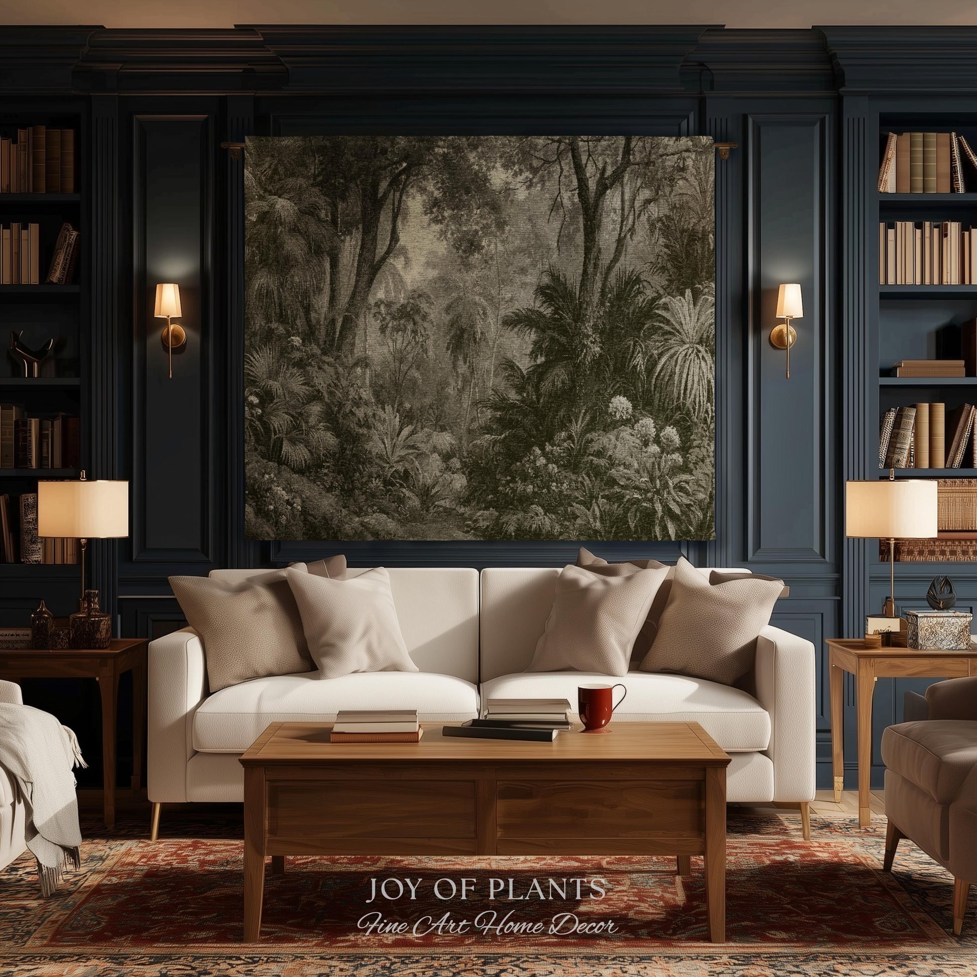 Enchanted Wilderness Realism Tapestry | Romantic Botanical Vintage Foliage Woven Throw Antique Naturalism Jacquard Verdure Rainforest
