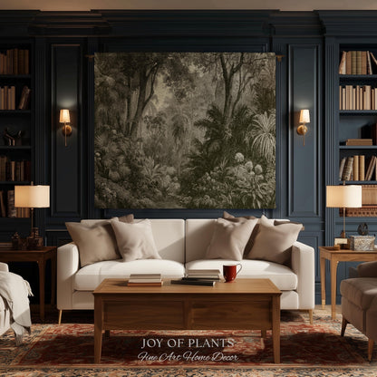 Enchanted Wilderness Realism Tapestry | Romantic Botanical Vintage Foliage Woven Throw Antique Naturalism Jacquard Verdure Rainforest