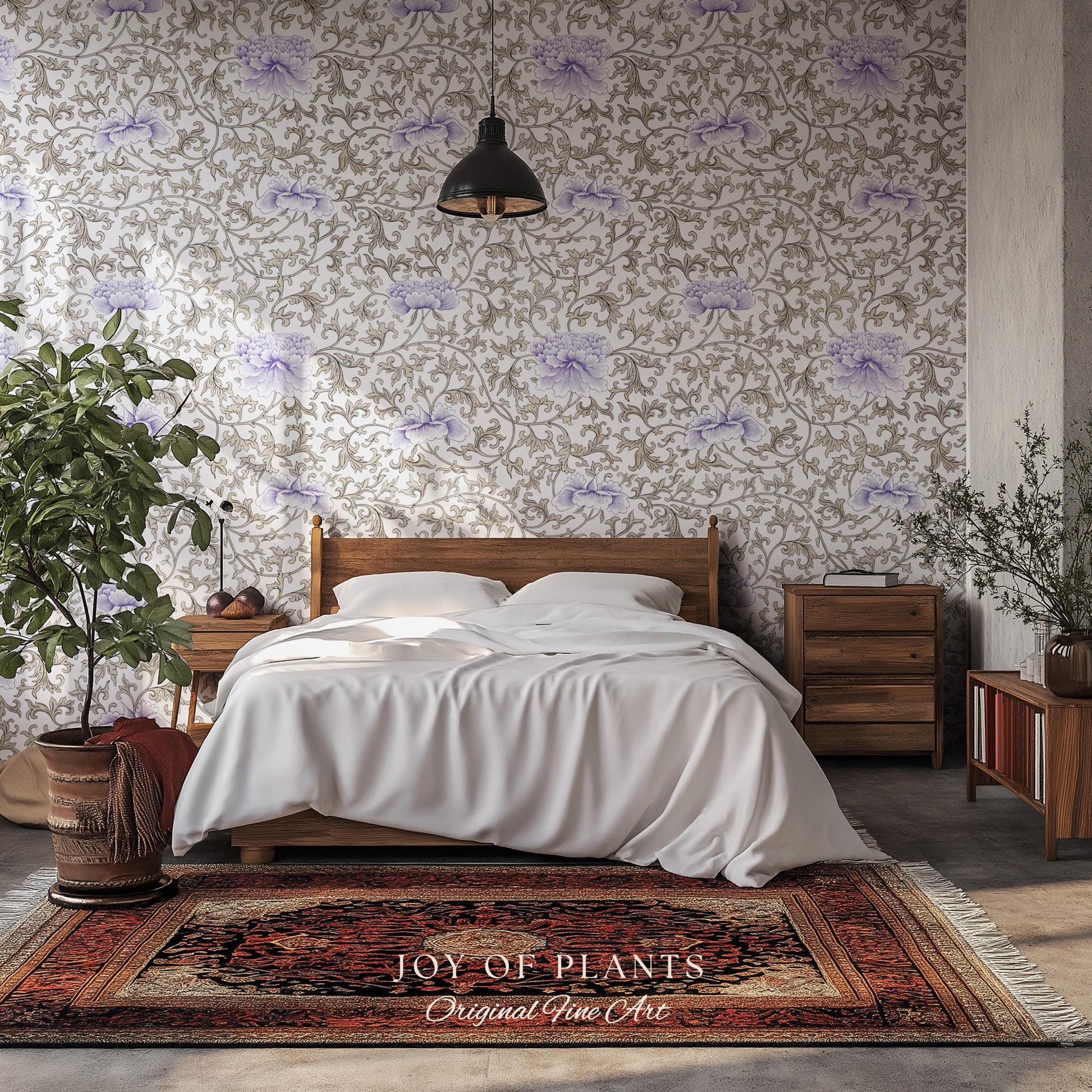 Country Cottage Lavender Wallpaper | Pastel Floral Elegant Peel and Stick Vintage Inspired Home Decor Renter Friendly Traditional Wall Art