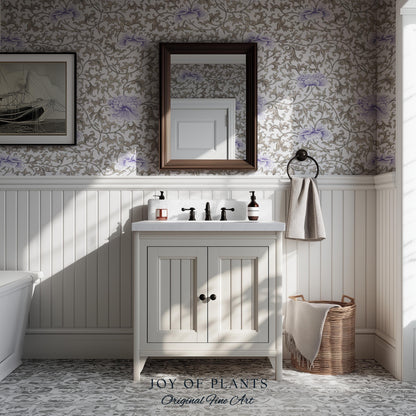 Country Cottage Lavender Wallpaper | Pastel Floral Elegant Peel and Stick Vintage Inspired Home Decor Renter Friendly Traditional Wall Art