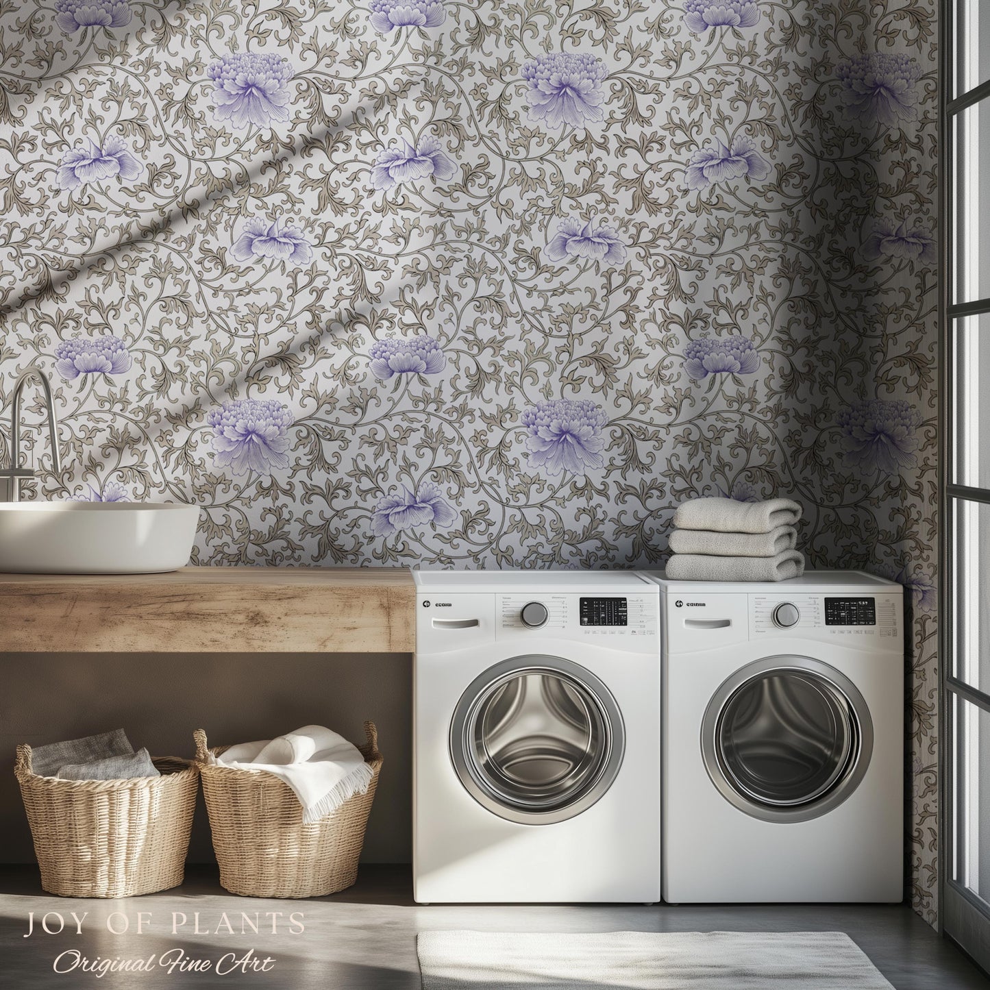 Country Cottage Lavender Wallpaper | Pastel Floral Elegant Peel and Stick Vintage Inspired Home Decor Renter Friendly Traditional Wall Art