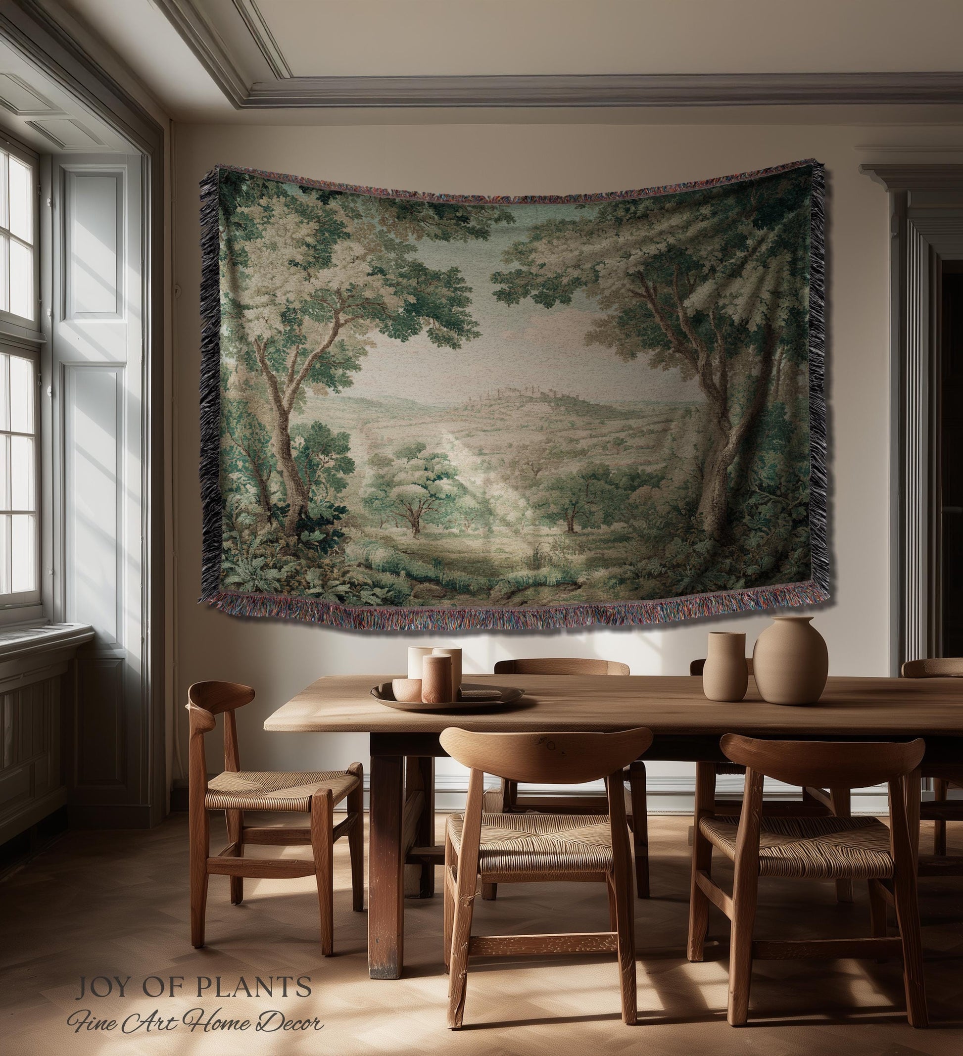 Hillside Landscape French Verdure Wall Art | Traditional Pastoral Textile Woodland Meadow Garden Estate Woven Jacquard Tapestry Old World