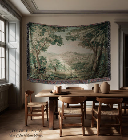Hillside Landscape French Verdure Wall Art | Traditional Pastoral Textile Woodland Meadow Garden Estate Woven Jacquard Tapestry Old World