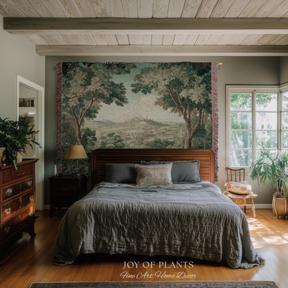 Hillside Landscape French Verdure Wall Art | Traditional Pastoral Textile Woodland Meadow Garden Estate Woven Jacquard Tapestry Old World