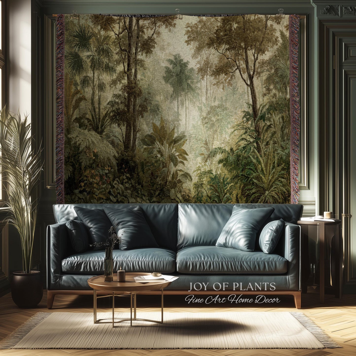 Conservatory Jungle Greenery Tapestry | Shadowy Botanical Naturalism Fine Art Nature Painterly Landscape Romantic Tropical Rainforest