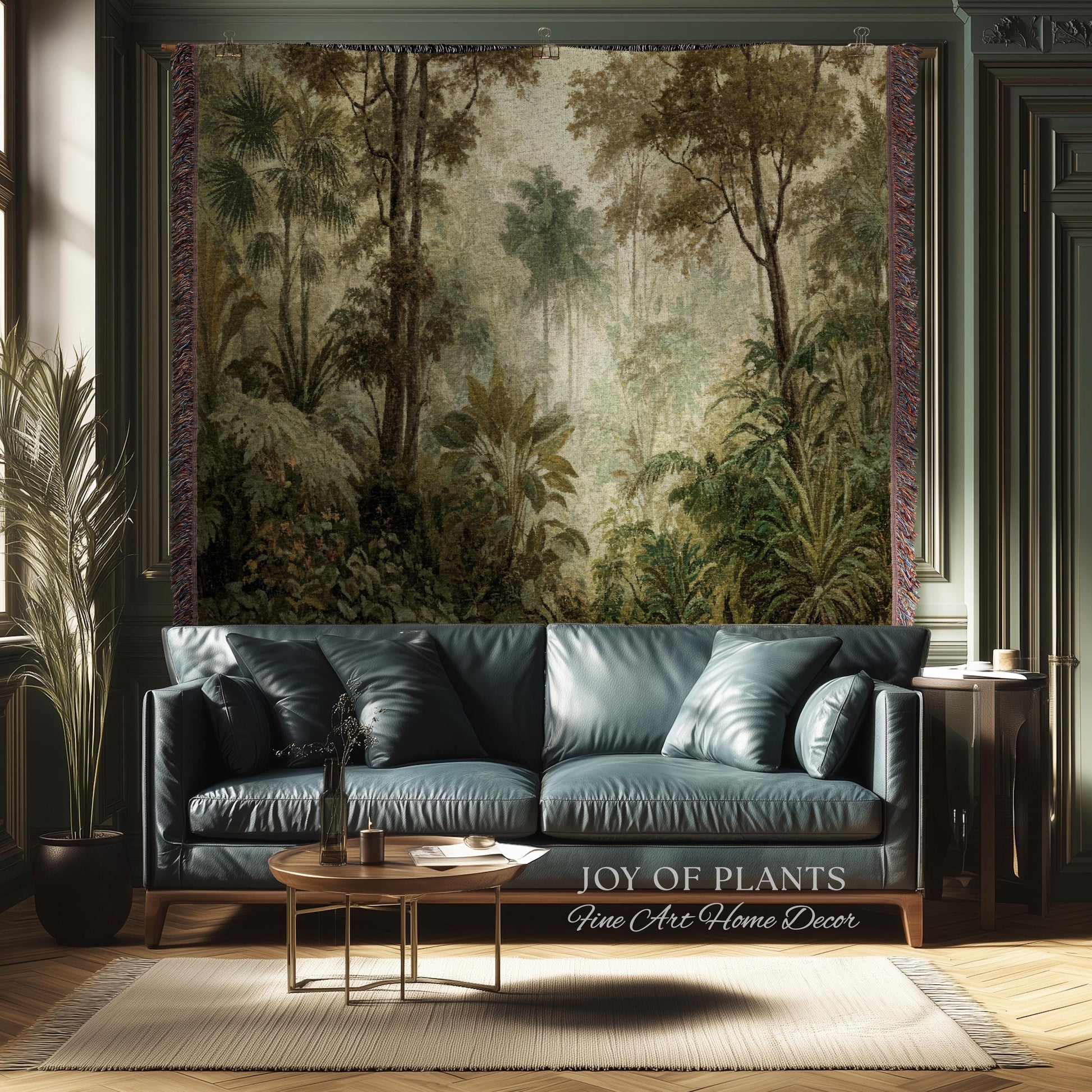 Conservatory Jungle Greenery Tapestry | Shadowy Botanical Naturalism Fine Art Nature Painterly Landscape Romantic Tropical Rainforest