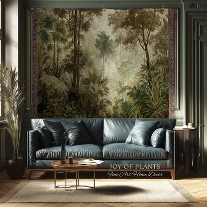 Conservatory Jungle Greenery Tapestry | Shadowy Botanical Naturalism Fine Art Nature Painterly Landscape Romantic Tropical Rainforest