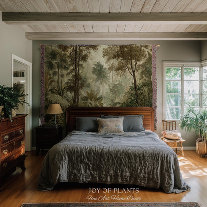 Conservatory Jungle Greenery Tapestry | Shadowy Botanical Naturalism Fine Art Nature Painterly Landscape Romantic Tropical Rainforest