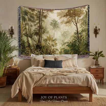 Conservatory Jungle Greenery Tapestry | Shadowy Botanical Naturalism Fine Art Nature Painterly Landscape Romantic Tropical Rainforest