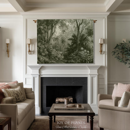 Enchanted Wilderness Realism Tapestry | Romantic Botanical Vintage Foliage Woven Throw Antique Naturalism Jacquard Verdure Rainforest
