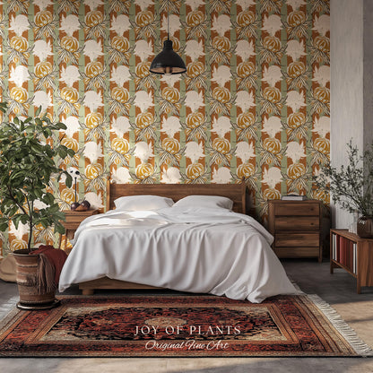 European Retro Mid-Century Wallpaper | Bold Florals Muted 70s Inspired Artistic Wall Design Peel and Stick Nostalgic Art Renter Friendly
