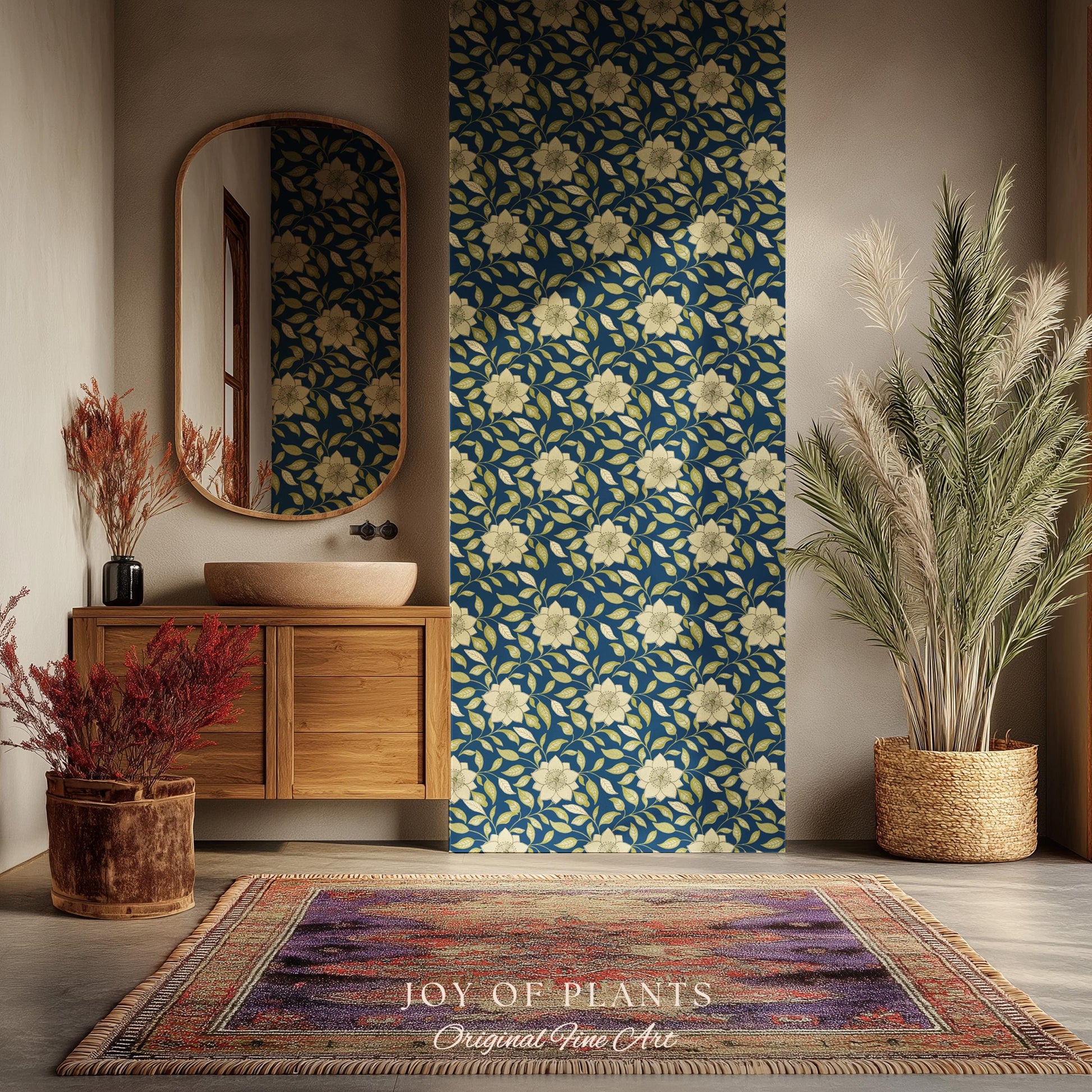 Rich Botanical Sophisticated Wallpaper | Moody Elegance Peel and Stick Wall Art Dark Academia Timeless Traditional Home Renter Friendly
