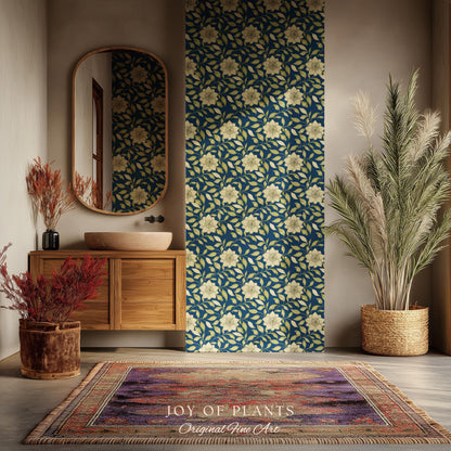 Rich Botanical Sophisticated Wallpaper | Moody Elegance Peel and Stick Wall Art Dark Academia Timeless Traditional Home Renter Friendly