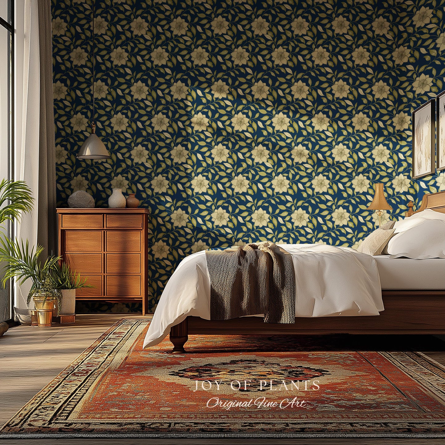 Rich Botanical Sophisticated Wallpaper | Moody Elegance Peel and Stick Wall Art Dark Academia Timeless Traditional Home Renter Friendly