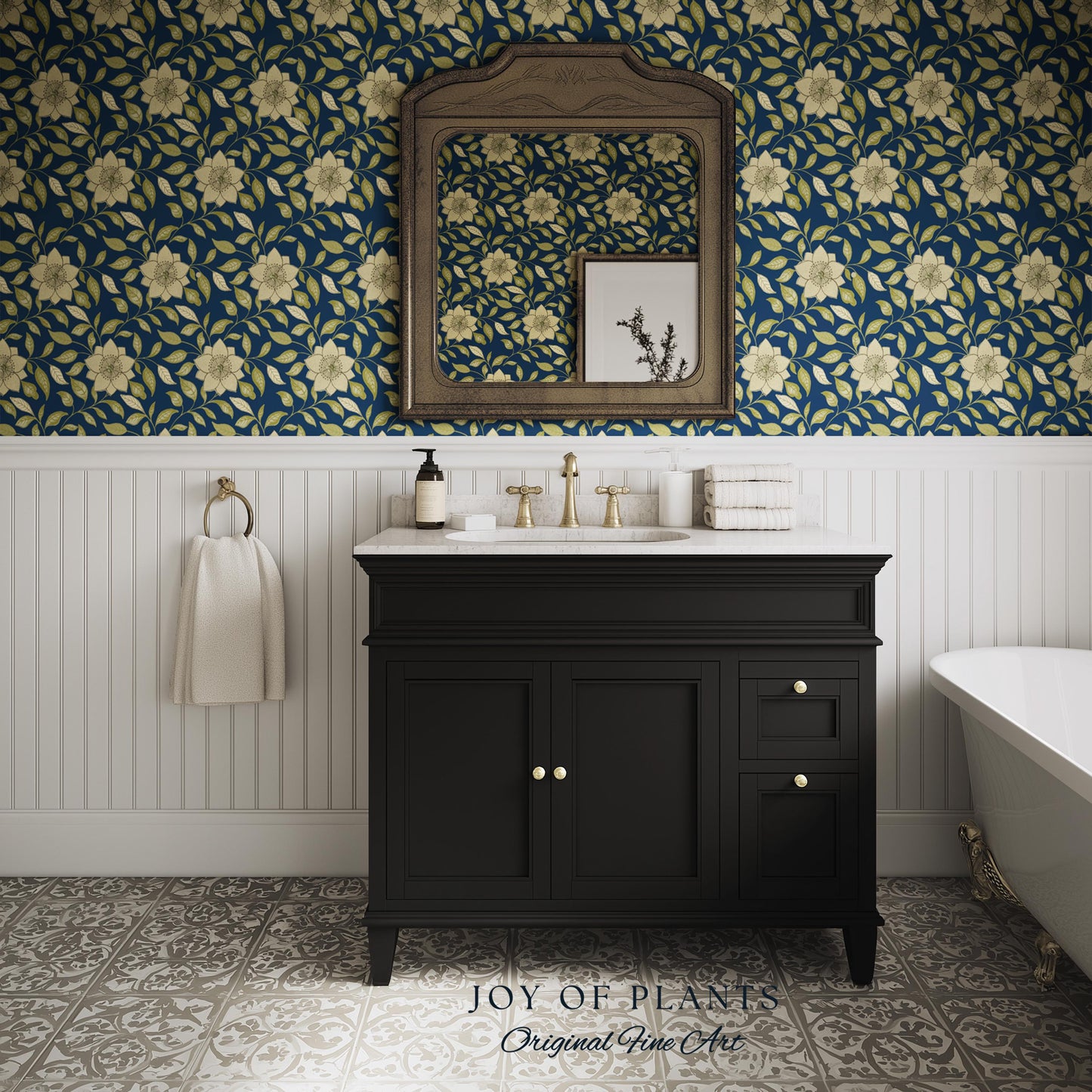 Rich Botanical Sophisticated Wallpaper | Moody Elegance Peel and Stick Wall Art Dark Academia Timeless Traditional Home Renter Friendly