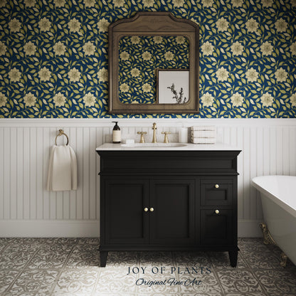 Rich Botanical Sophisticated Wallpaper | Moody Elegance Peel and Stick Wall Art Dark Academia Timeless Traditional Home Renter Friendly