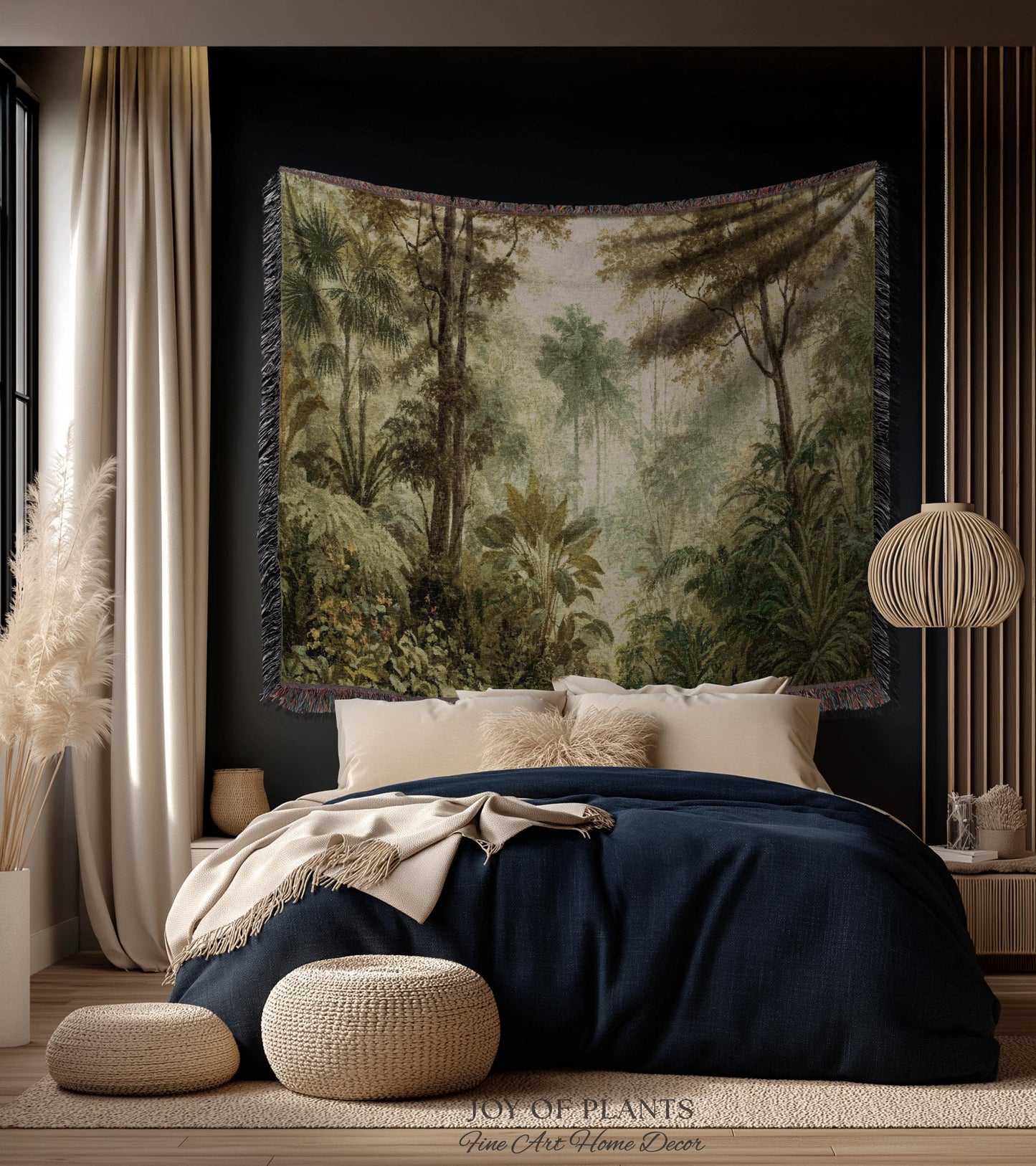 Conservatory Jungle Greenery Tapestry | Shadowy Botanical Naturalism Fine Art Nature Painterly Landscape Romantic Tropical Rainforest