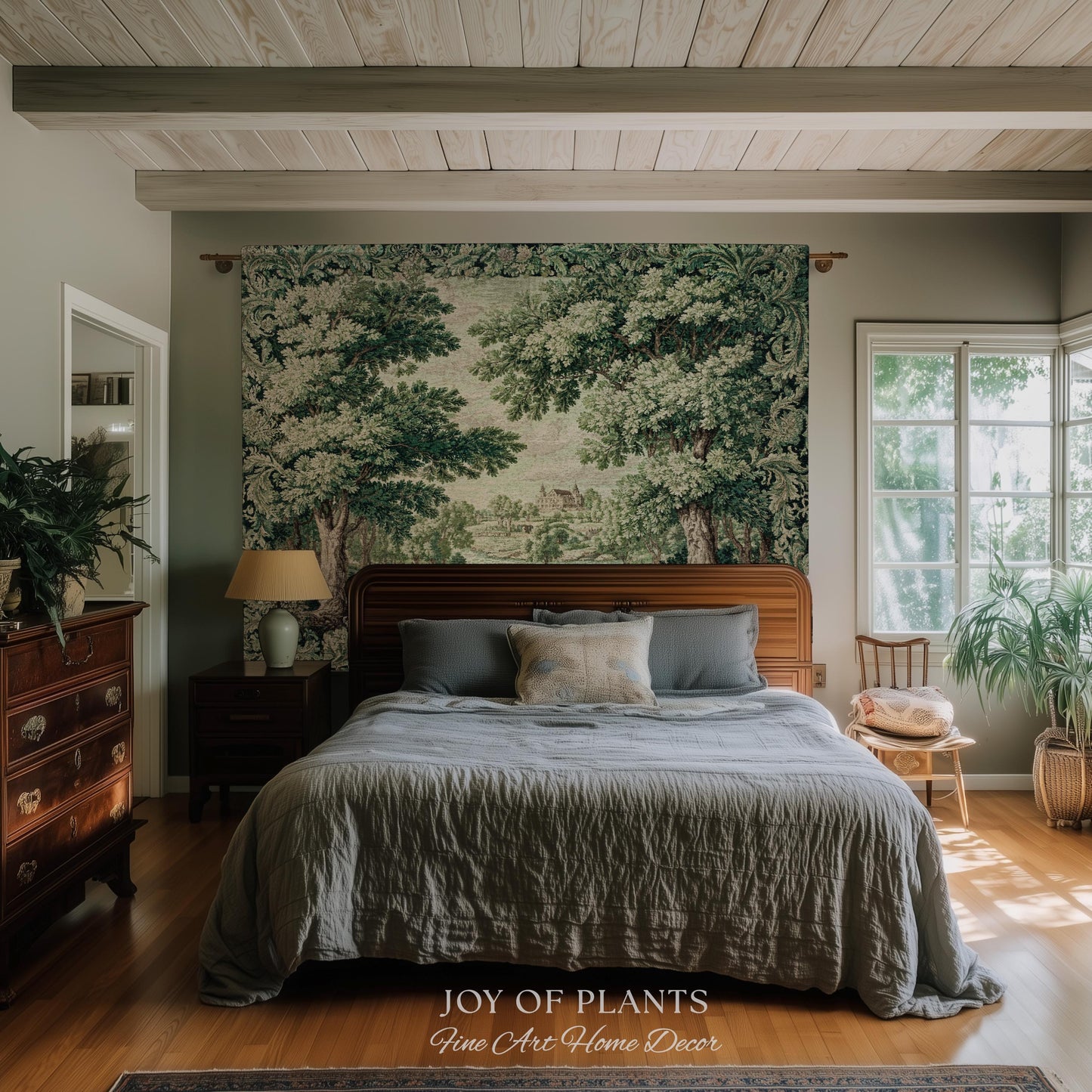 Elegant Garden Valley Pastoral Tapestry | Traditional Heritage Textile Old Master Style Verdure Refined Woven Wall Art Scenic Museum Estate