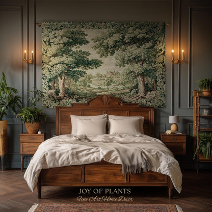Elegant Garden Valley Pastoral Tapestry | Traditional Heritage Textile Old Master Style Verdure Refined Woven Wall Art Scenic Museum Estate
