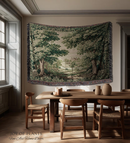 Elegant Garden Valley Pastoral Tapestry | Traditional Heritage Textile Old Master Style Verdure Refined Woven Wall Art Scenic Museum Estate