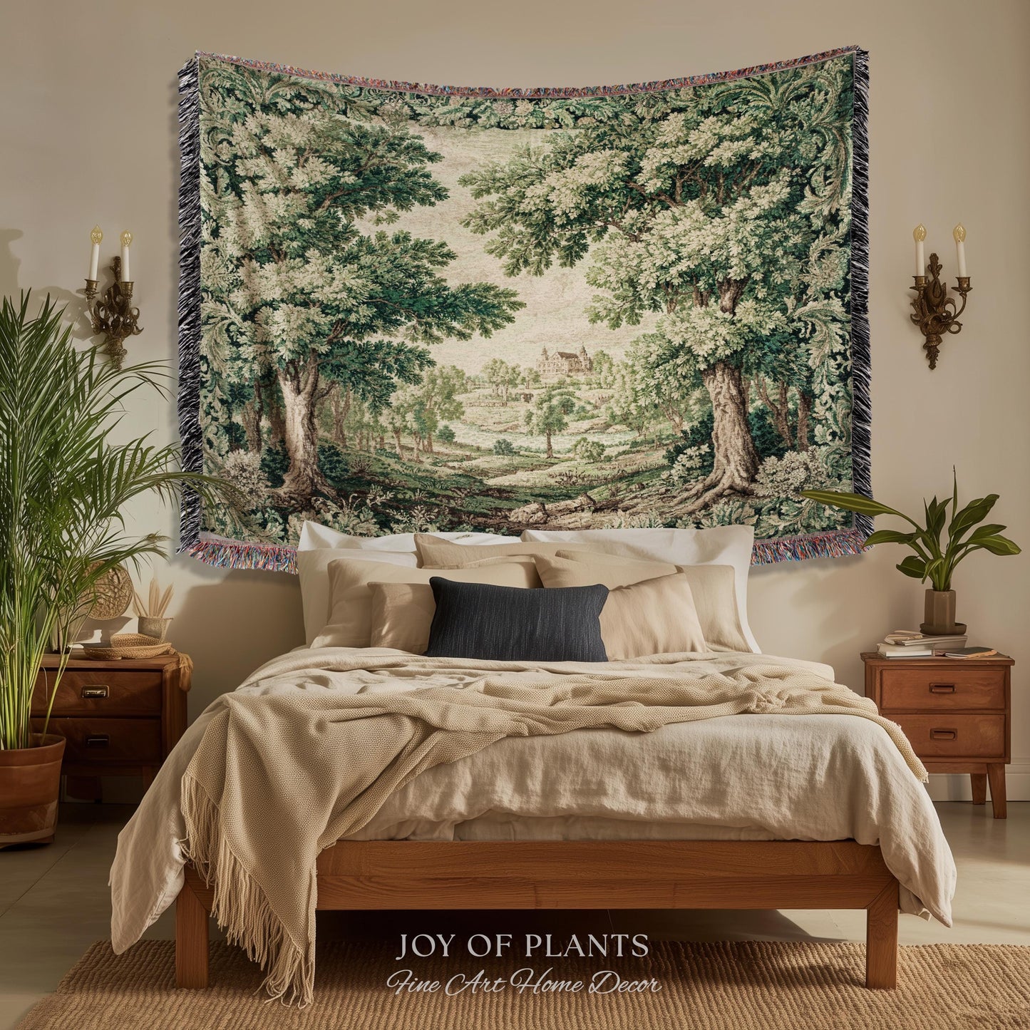 Elegant Garden Valley Pastoral Tapestry | Traditional Heritage Textile Old Master Style Verdure Refined Woven Wall Art Scenic Museum Estate