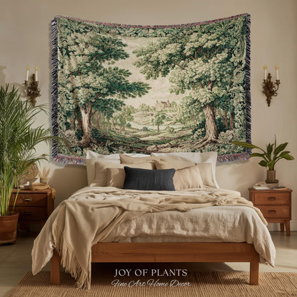 Elegant Garden Valley Pastoral Tapestry | Traditional Heritage Textile Old Master Style Verdure Refined Woven Wall Art Scenic Museum Estate