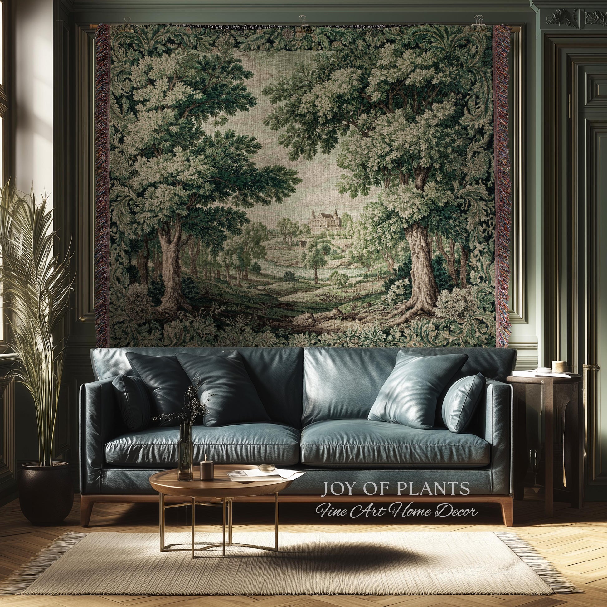 Elegant Garden Valley Pastoral Tapestry | Traditional Heritage Textile Old Master Style Verdure Refined Woven Wall Art Scenic Museum Estate