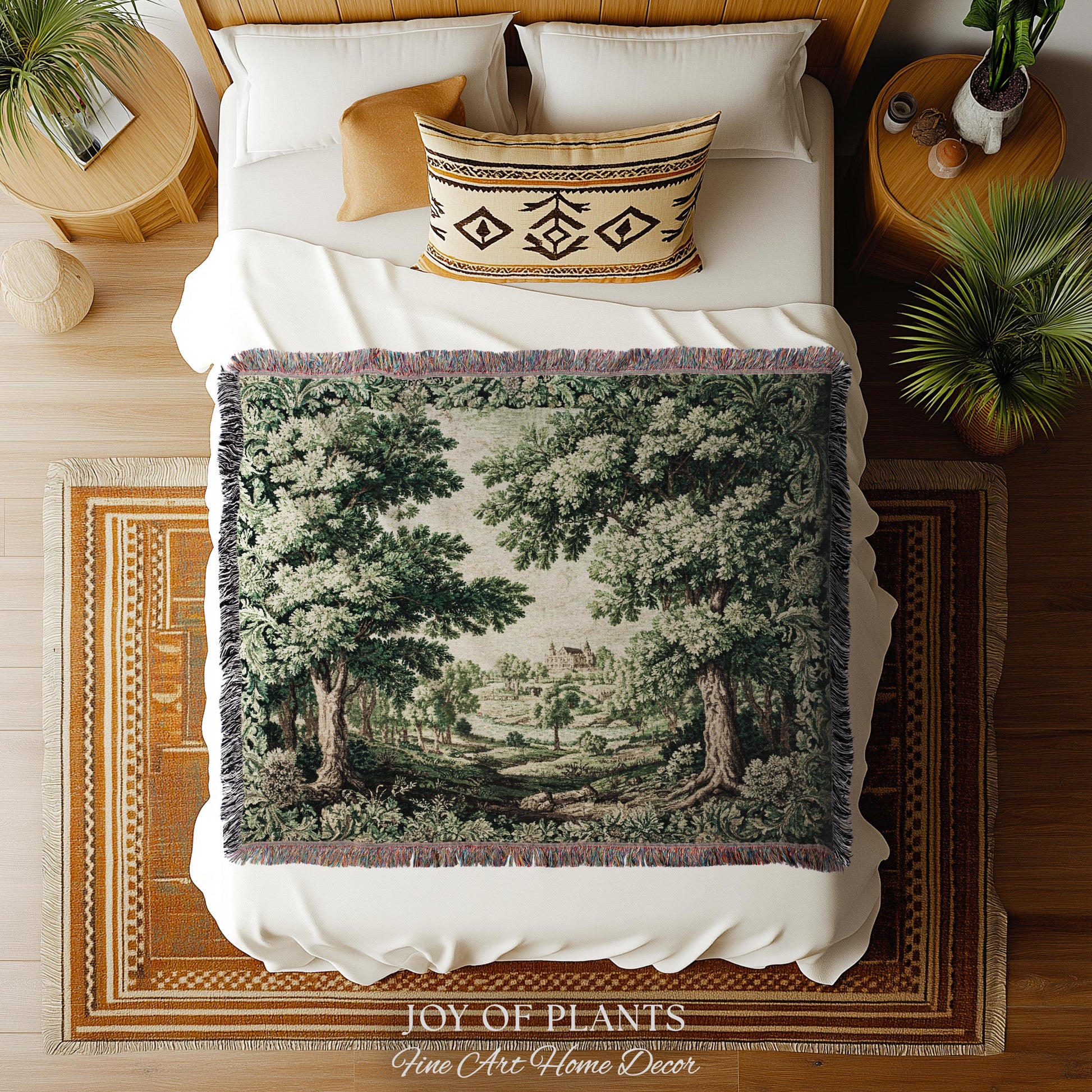 Elegant Garden Valley Pastoral Tapestry | Traditional Heritage Textile Old Master Style Verdure Refined Woven Wall Art Scenic Museum Estate