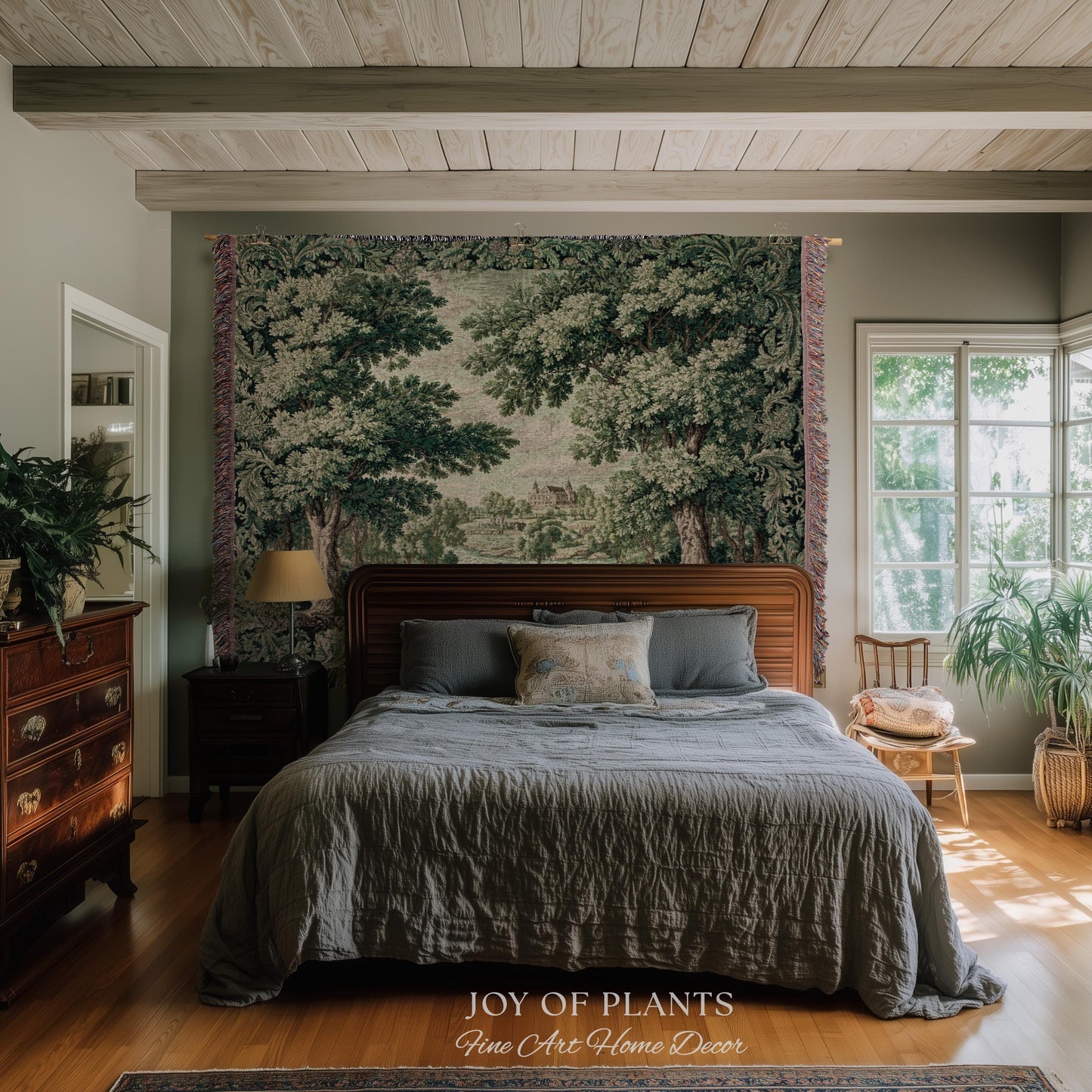 Elegant Garden Valley Pastoral Tapestry | Traditional Heritage Textile Old Master Style Verdure Refined Woven Wall Art Scenic Museum Estate