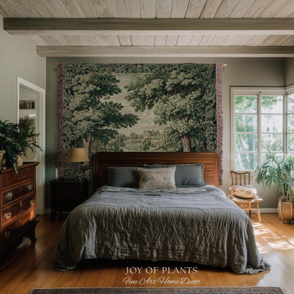 Elegant Garden Valley Pastoral Tapestry | Traditional Heritage Textile Old Master Style Verdure Refined Woven Wall Art Scenic Museum Estate