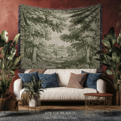 Countryside Monochrome Pastoral Tapestry | Baroque Naturalism Vintage French Verdure Woven Throw Blanket Romantic Wall Art Historic Artwork