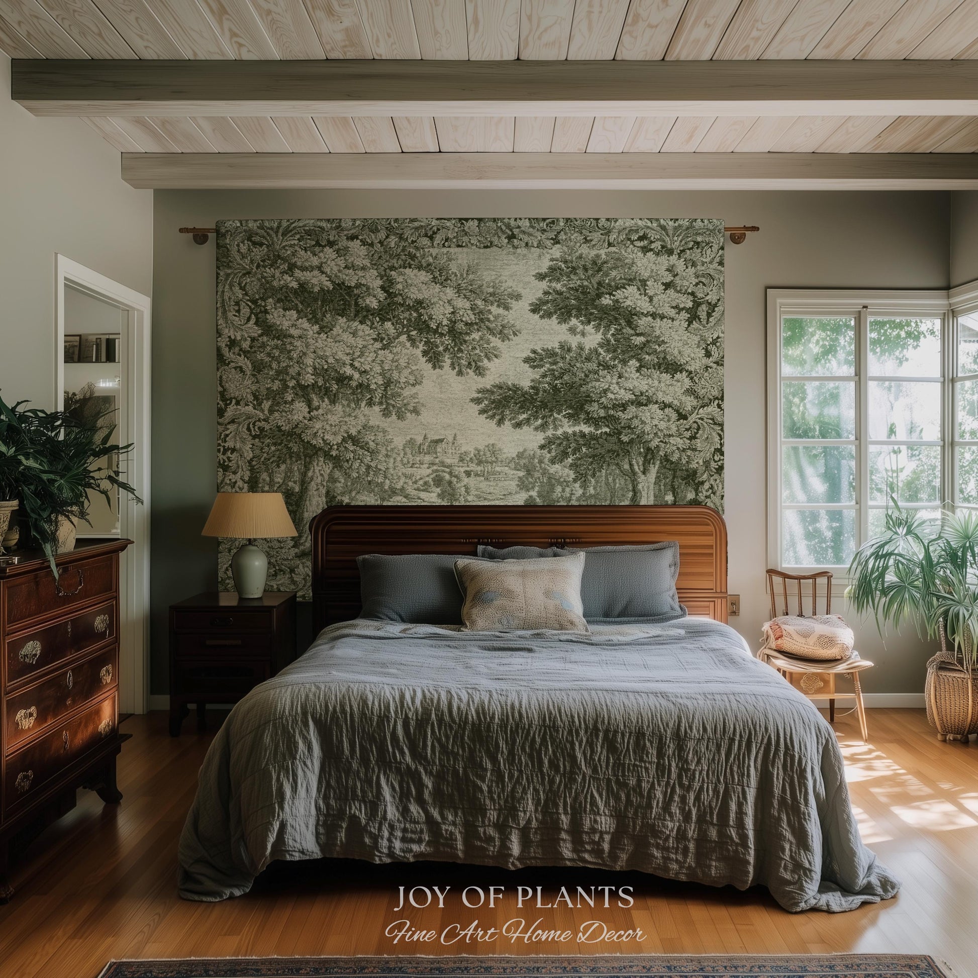 Countryside Monochrome Pastoral Tapestry | Baroque Naturalism Vintage French Verdure Woven Throw Blanket Romantic Wall Art Historic Artwork