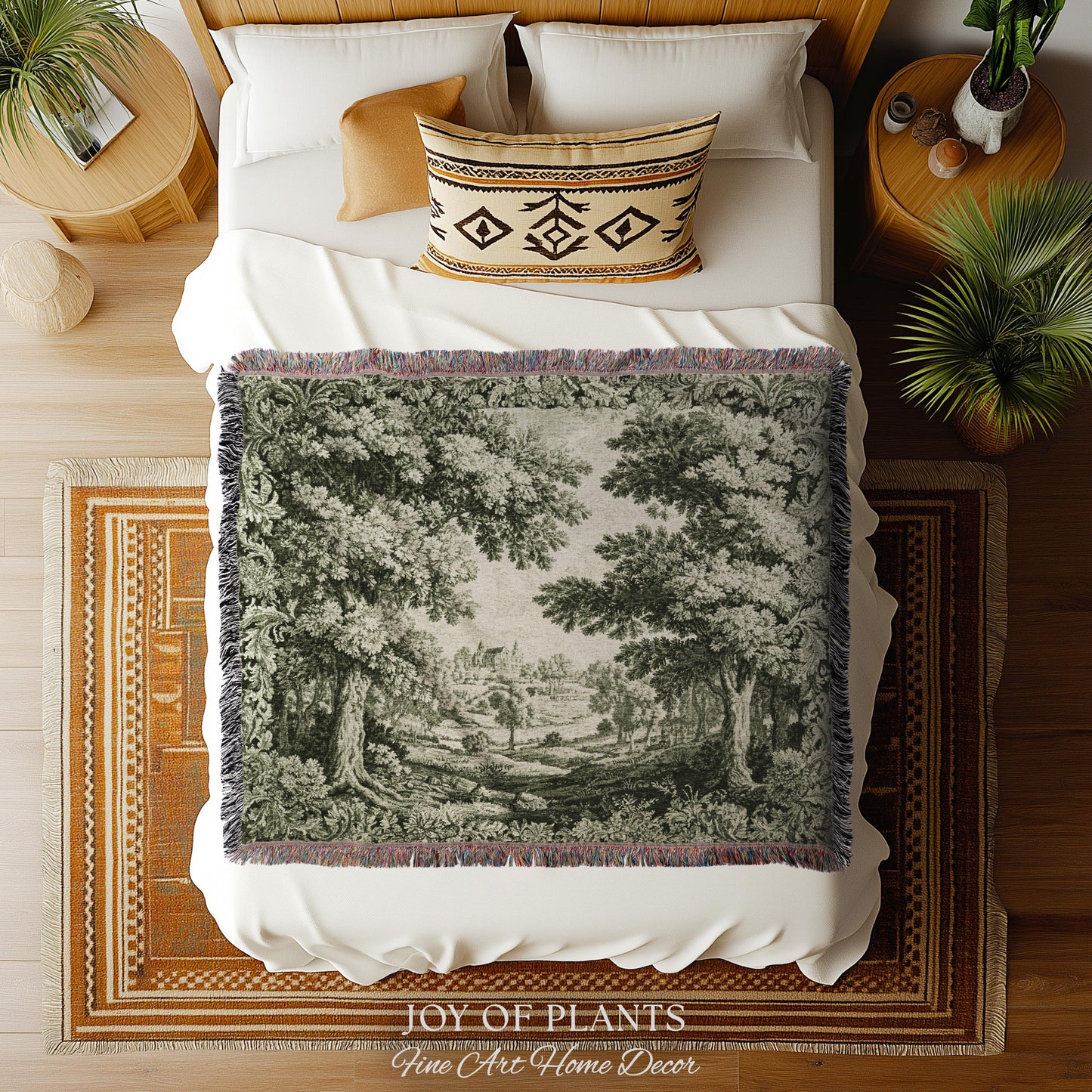 Countryside Monochrome Pastoral Tapestry | Baroque Naturalism Vintage French Verdure Woven Throw Blanket Romantic Wall Art Historic Artwork