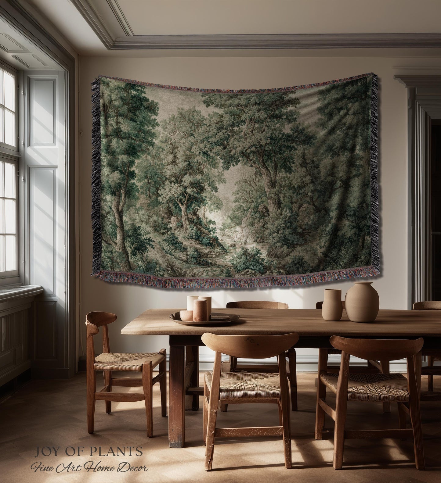 Traditional French Verdure Tapestry | European Botanical Woodland Victorian Vacquard Woven Blanket Old World Realism Woodland Museumcore
