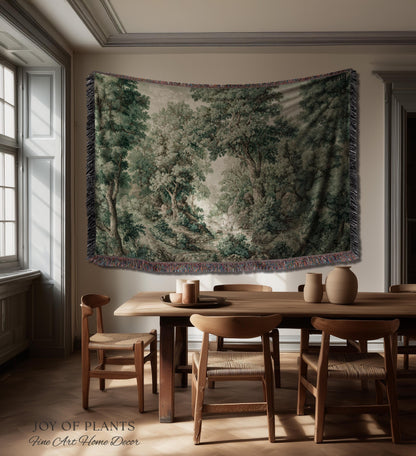 Traditional French Verdure Tapestry | European Botanical Woodland Victorian Vacquard Woven Blanket Old World Realism Woodland Museumcore