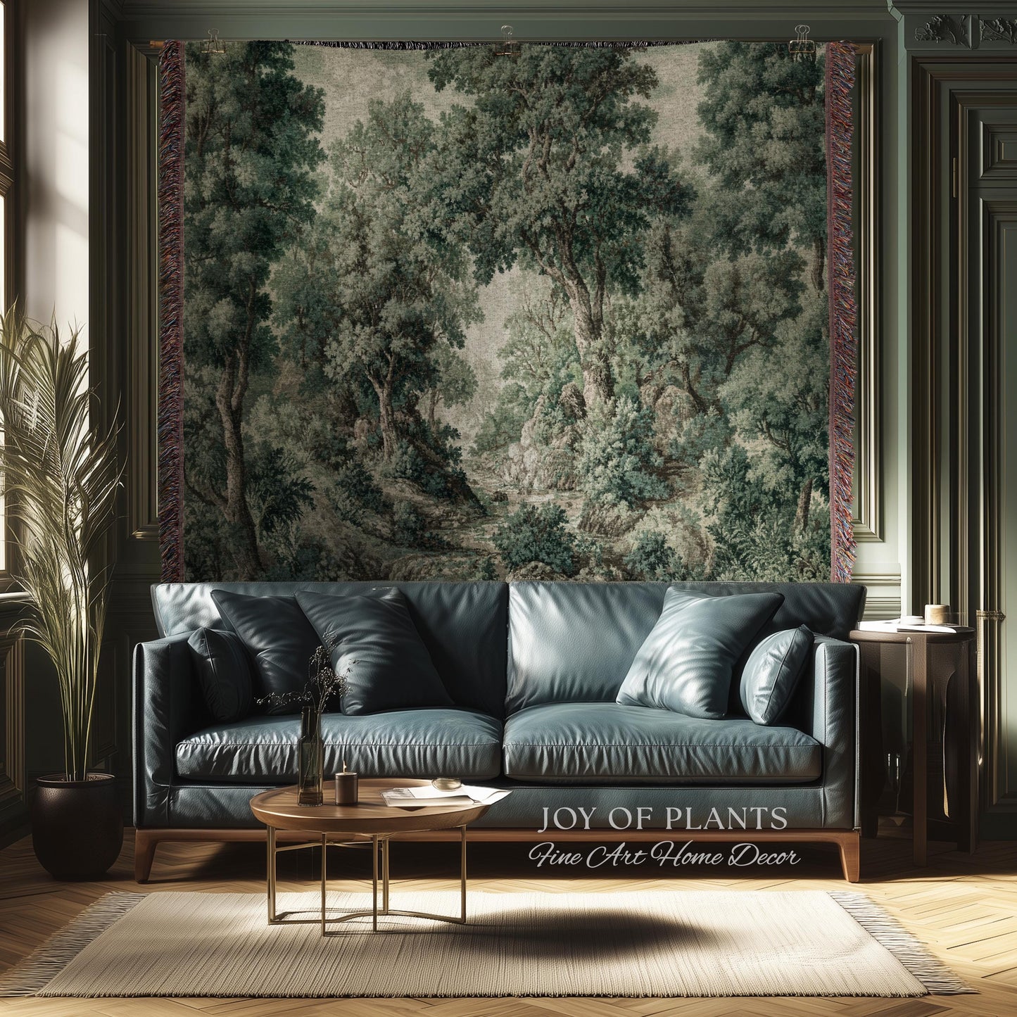 Traditional French Verdure Tapestry | European Botanical Woodland Victorian Vacquard Woven Blanket Old World Realism Woodland Museumcore