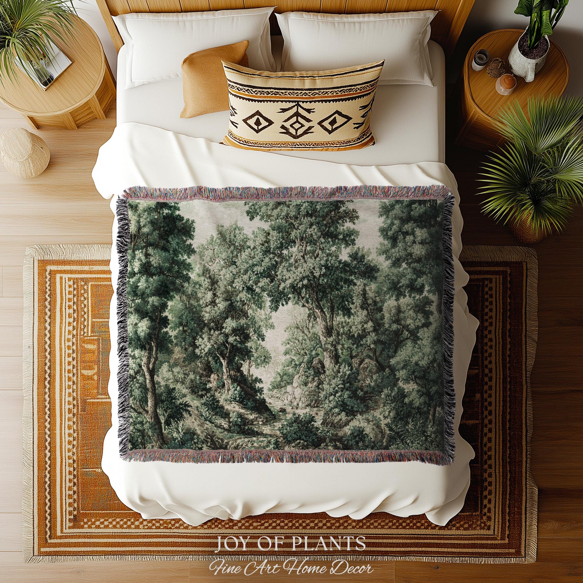 Traditional French Verdure Tapestry | European Botanical Woodland Victorian Vacquard Woven Blanket Old World Realism Woodland Museumcore