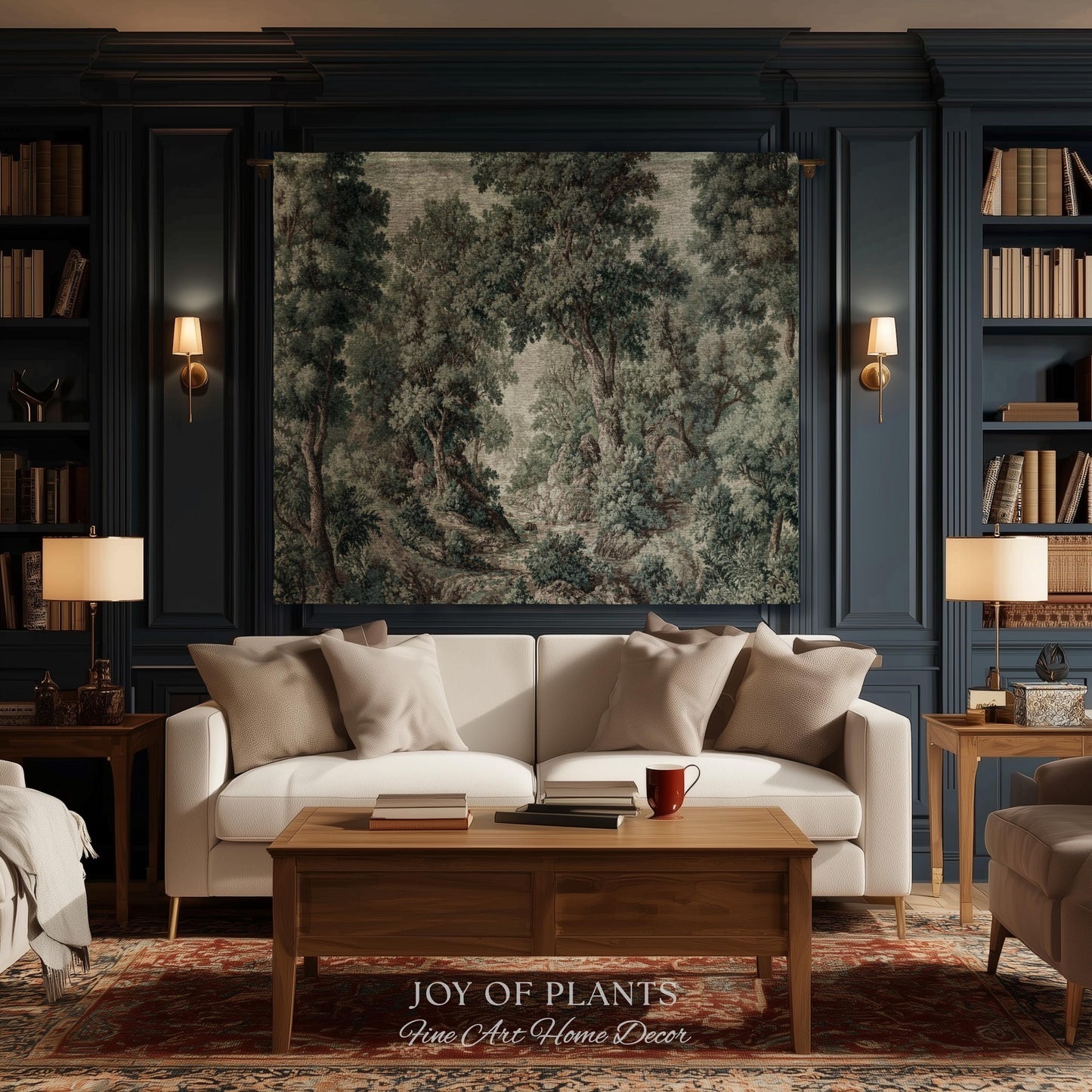 Traditional French Verdure Tapestry | European Botanical Woodland Victorian Vacquard Woven Blanket Old World Realism Woodland Museumcore