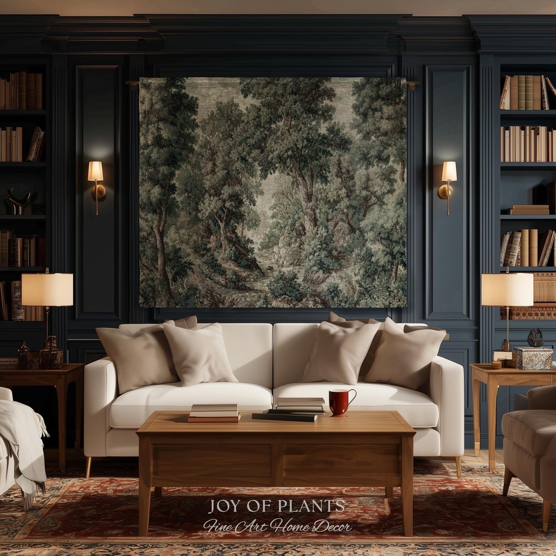 Traditional French Verdure Tapestry | European Botanical Woodland Victorian Vacquard Woven Blanket Old World Realism Woodland Museumcore