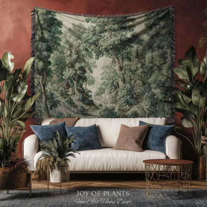 Traditional French Verdure Tapestry | European Botanical Woodland Victorian Vacquard Woven Blanket Old World Realism Woodland Museumcore