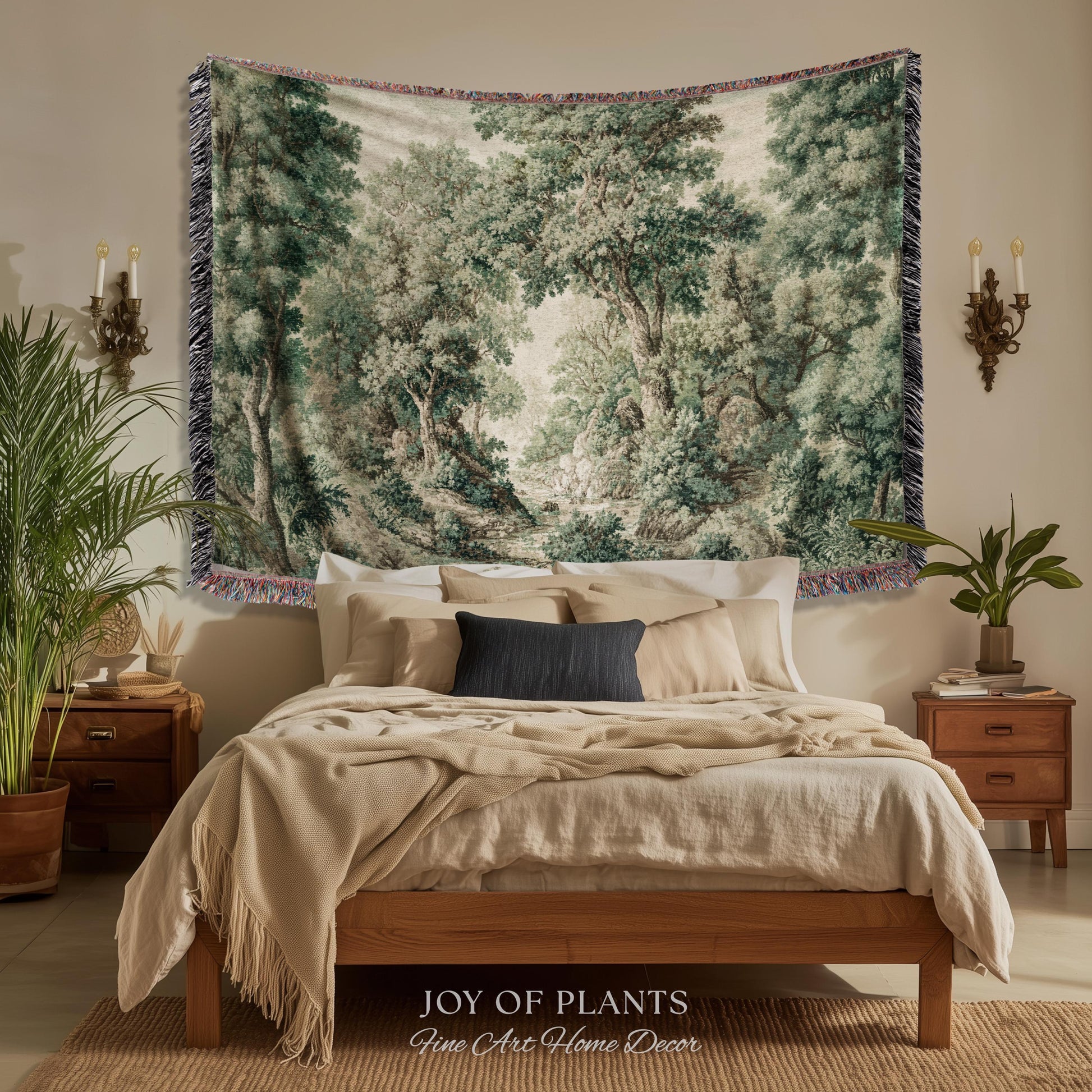 Traditional French Verdure Tapestry | European Botanical Woodland Victorian Vacquard Woven Blanket Old World Realism Woodland Museumcore