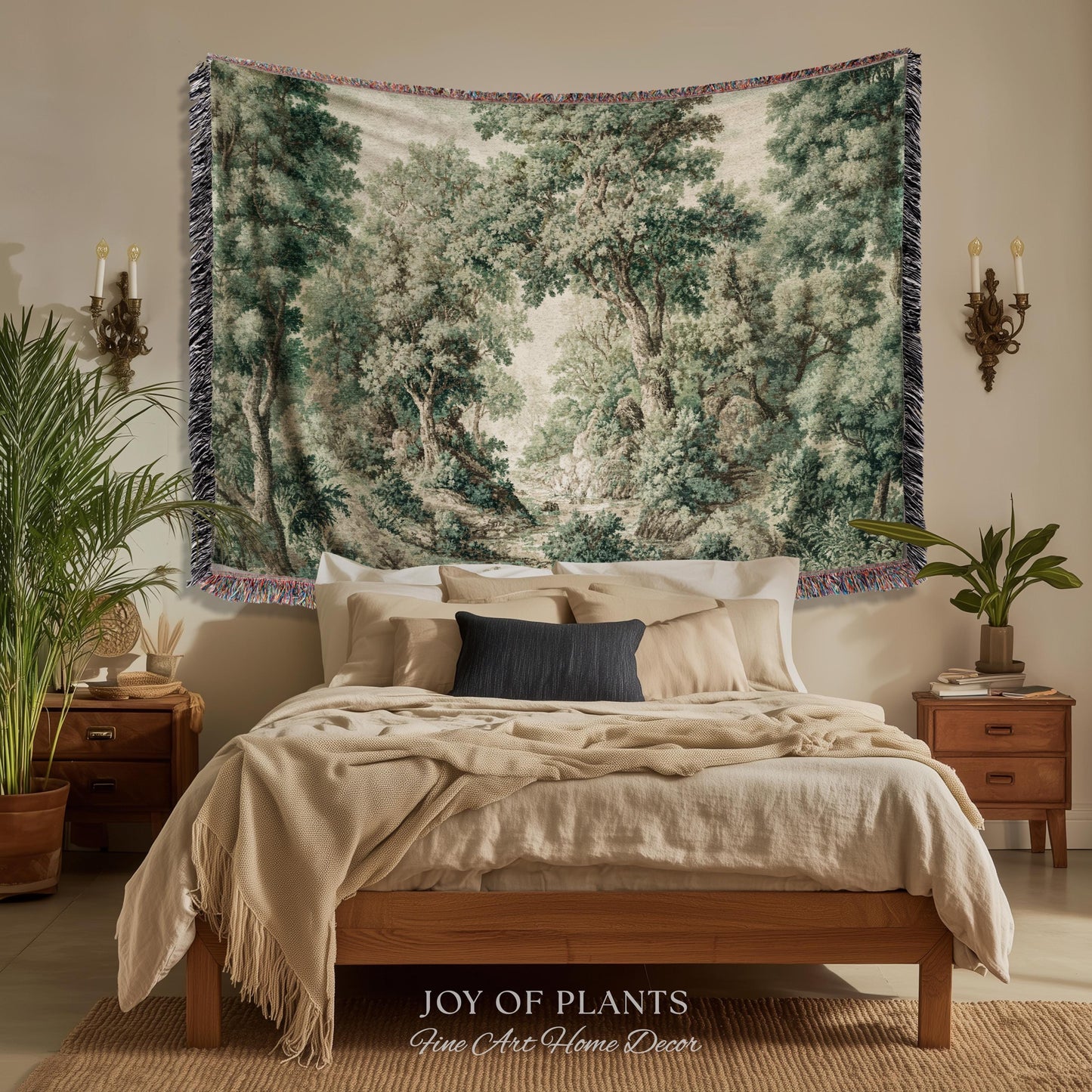 Traditional French Verdure Tapestry | European Botanical Woodland Victorian Vacquard Woven Blanket Old World Realism Woodland Museumcore