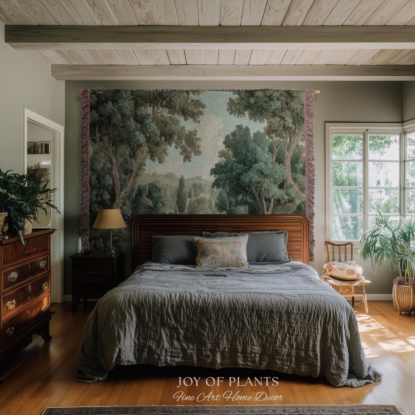 Muted Landscape Classical Verdure Wall Art | Timeless Vintage European Realism Grandmillenial Tapestry Heritage Jacquard Throw Victorian